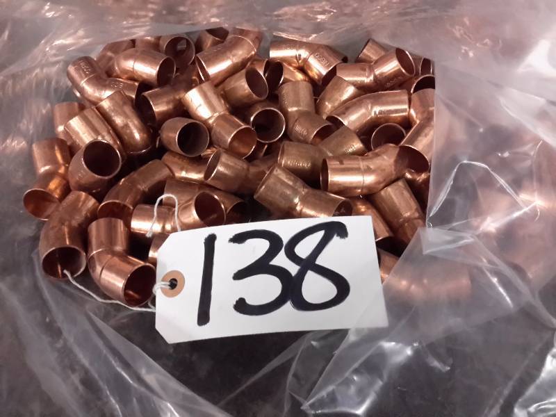 lot 138 image: Copper Fittings, 34 in 45 Deg elbows