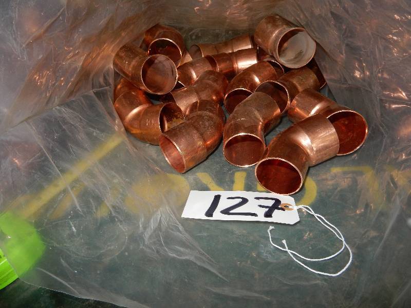 lot 127 image: Copper Fittings 22 in 45 Deg Elbows