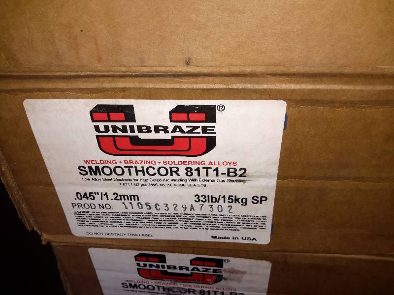 lot 199 image: 5 Boxes, UNIBRAZE, SMOOTHCOR 81T1-B2 Welding Rods