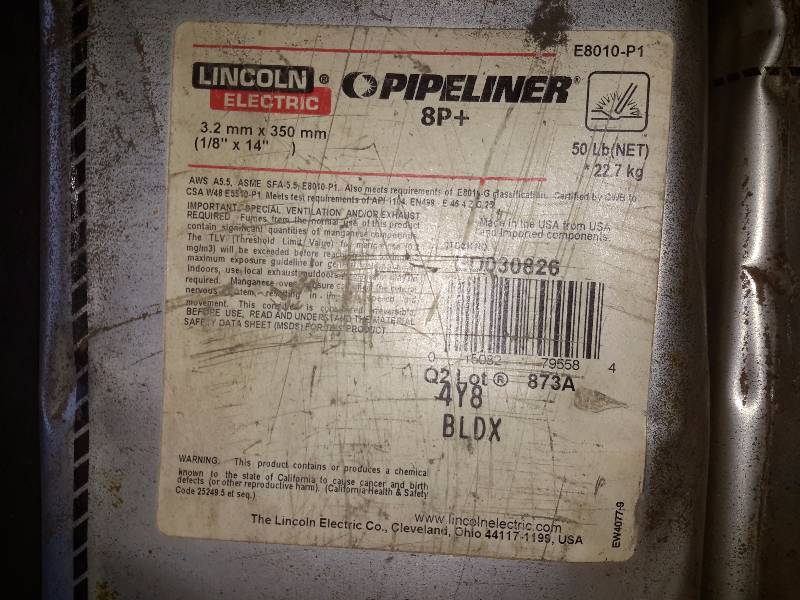 lot 196E image: 5 Cans, Lincoln Electric, PIPELINER, 8P