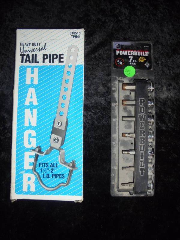 lot 50 image: PowerBuilt 38 Socket Drives & Heavy Duty Universal Tail Pipe Hanger