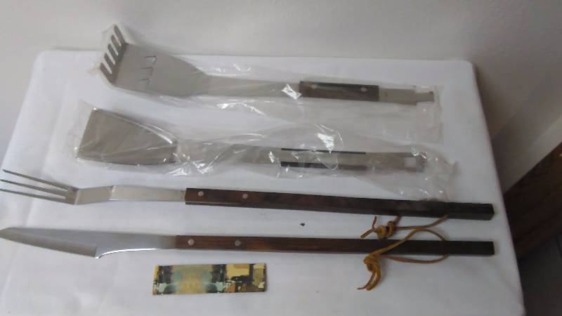 lot 448 image: 4 pc Stainless Steel Barbeque Tool Set