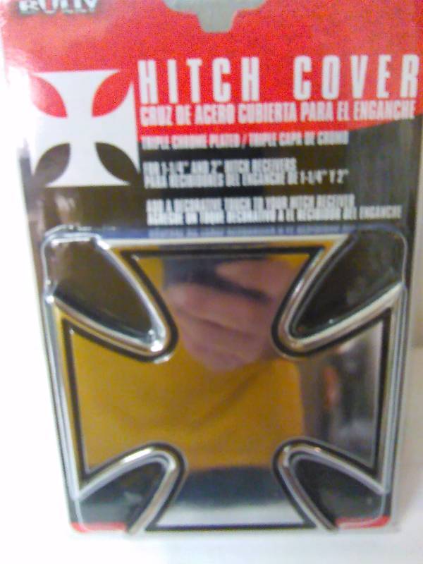 lot 27 image: Iron Cross Hitch Cover Truck Trailer SUV Metal Shaft 2 in. & 1 14 in. Receiver Bully