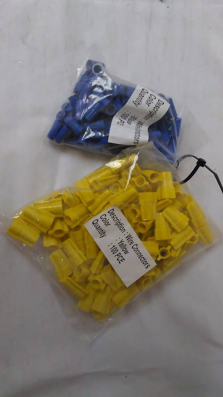 lot 96 image: Wire Connectors Yellow  Blue 100 ct. each
