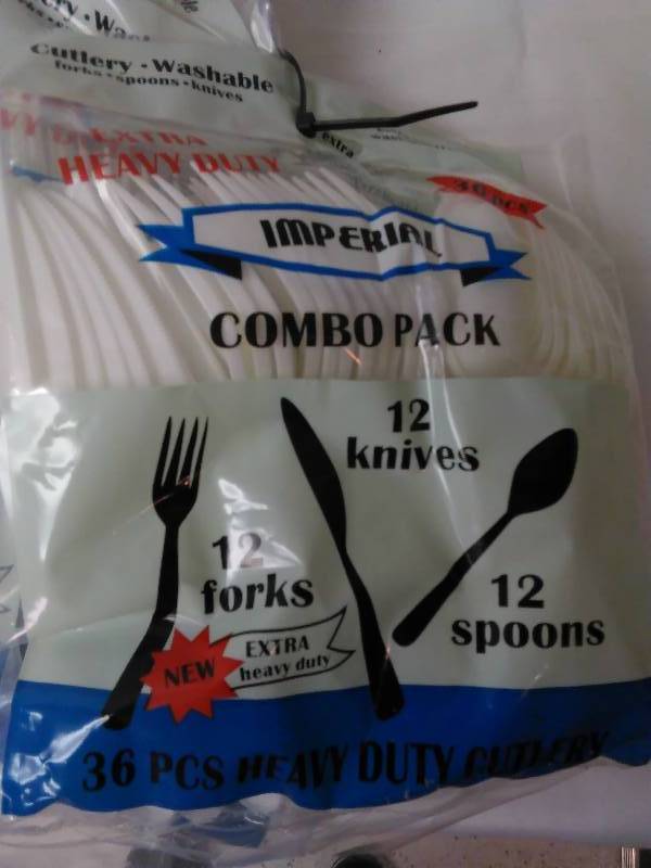 lot 247 image: Plastic Silverware 36 ct. (4) 48 total each Spoons Knives, Forks