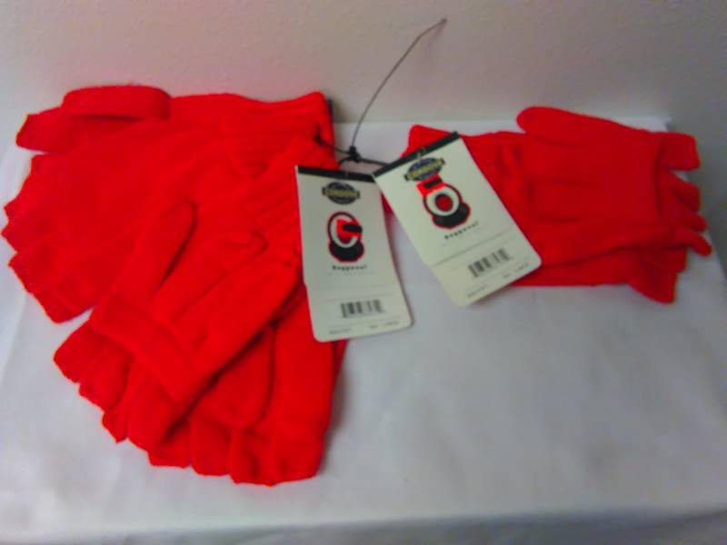 lot 260 image: Safety Orange Cordova Rag Wool Hunting Gloves, Sz Large, removeable fingers (3 pr.)