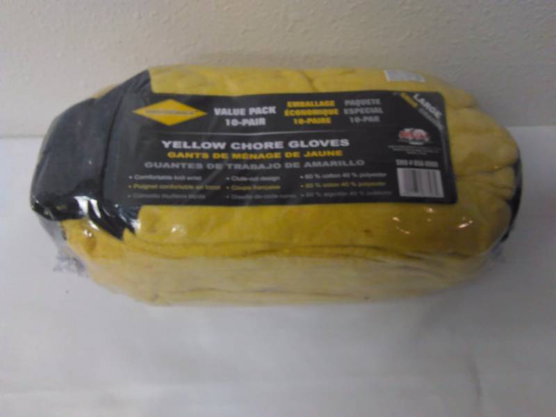 lot 264 image: Chore Gloves, Yellow, Size large (10 pr.)