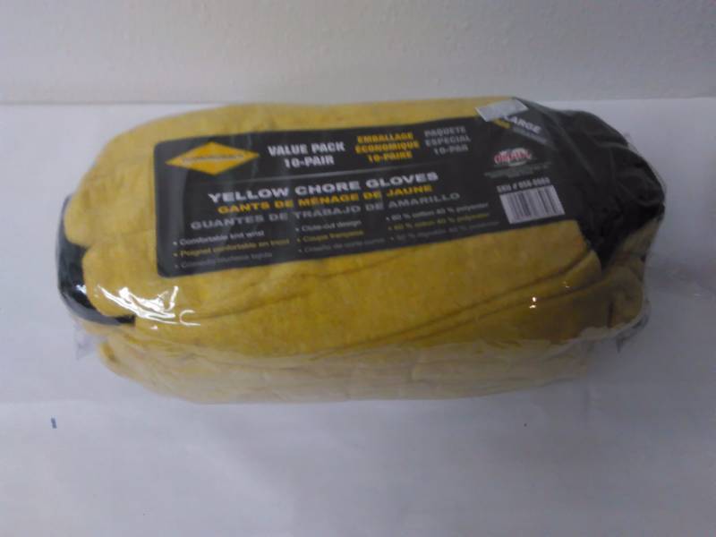 lot 270 image: Yellow Chore Gloves Large (10 pr.)