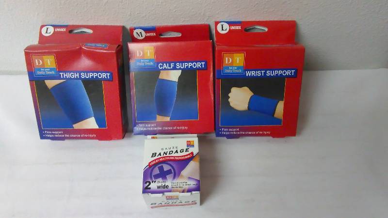 lot 473 image: First Aid Supplies, ThighCalfwrist Support and gauze