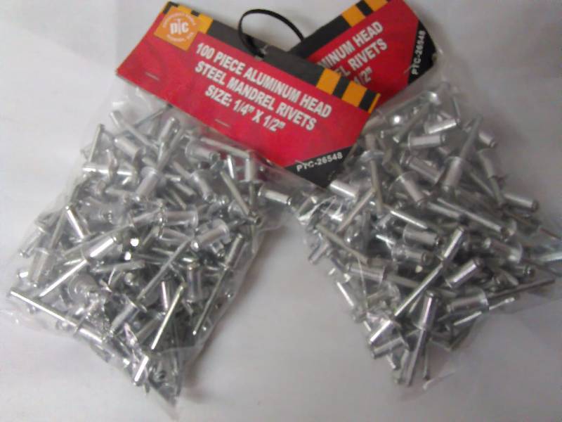 lot 557 image: Aluminum Head, Steel Mandrel Rivets 100 pcs (2)
