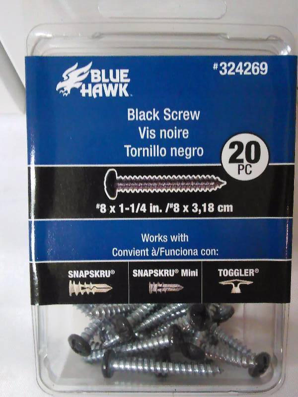 lot 21 image: BlueHawk Blk Screw #8 x 1-14 in. 20 boxes x 20 Pcs (400 pcs total)