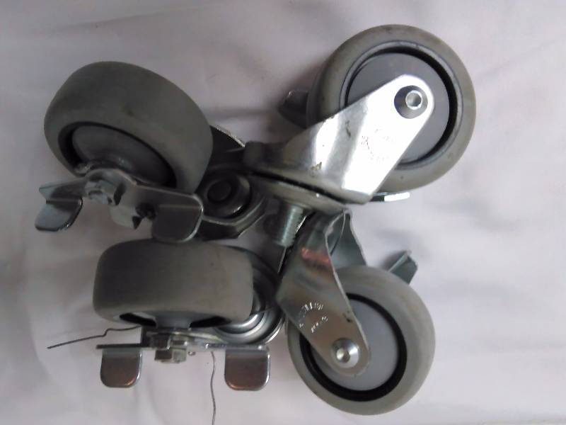lot 648 image: Metal Caster, 3 in. Rubber Tires Diameter, locking, by Faultless (4)