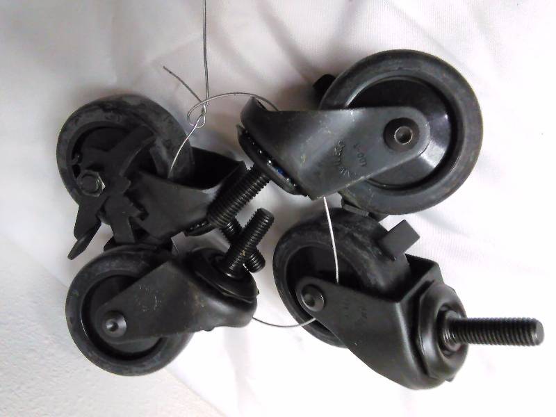 lot 649 image: Metal Caster, 3 in. Black Rubber Tires Diameter, locking, by Faultless (4)