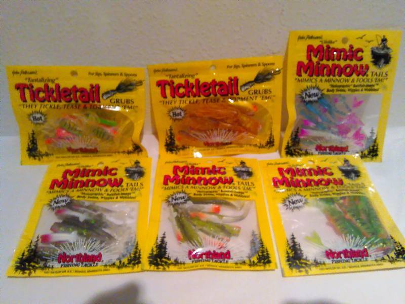 lot 695 image: Tickle-tail Grubs and Mimic Minnow Tails (6)