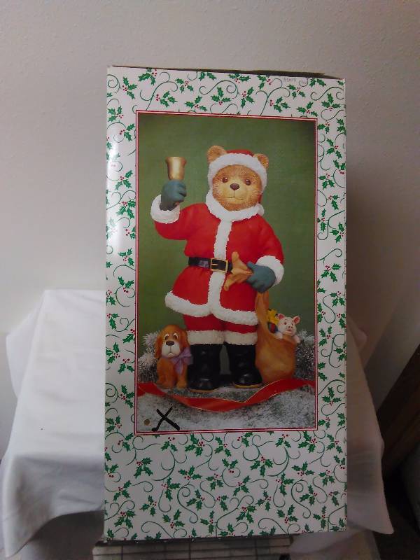 lot 711 image: Christmas Santa Bear Ringing Bell Figurine, 14 in. approx. Simson Giftware