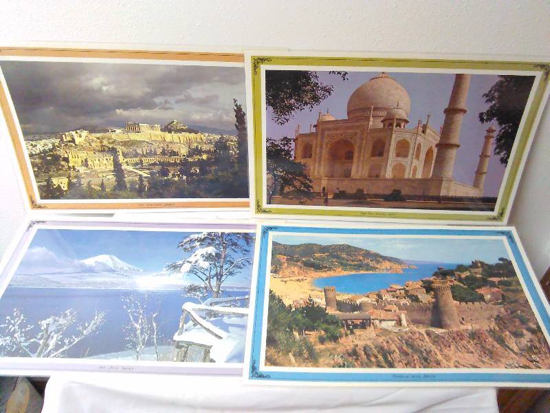 lot 770 image: Vintage International Placemats, Japan, Greece, India, Spain  4 designs