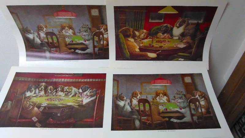 lot 758 image: M. Coolidge Prints, Dogs Playing cards, 4 designs