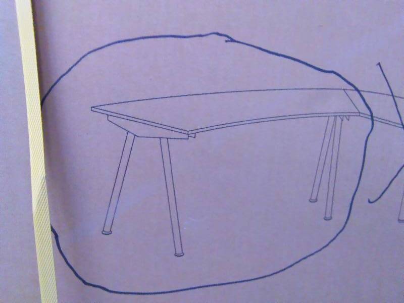 lot 785 image: Curved Fold Up table, Computer, Coaster Fine Furniture, Model Number 800447B1