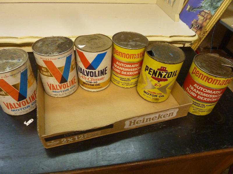 Vintage Cardboard Oil Cans | November Estate Auction & More | K-BID