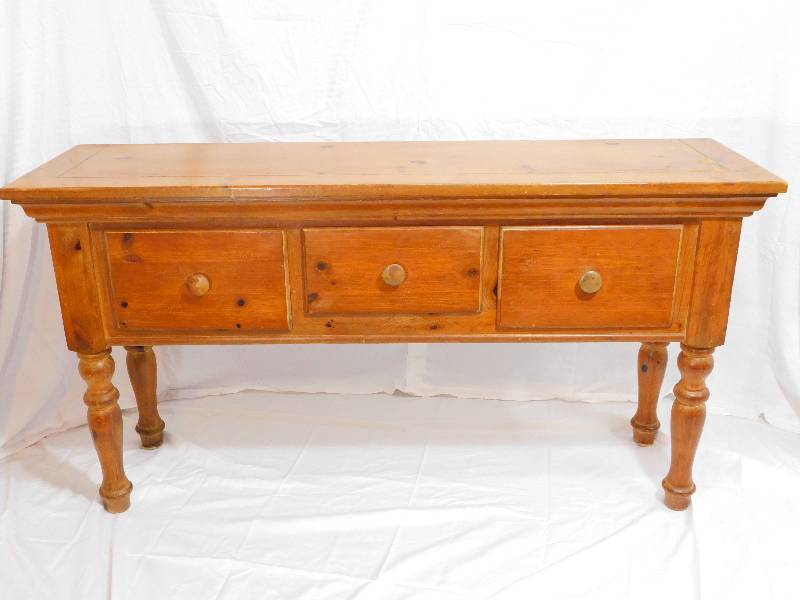 lot 6 image: 3-Drawer Wood Console Table