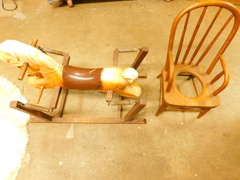 lot 77 image: Vintage Potty Chair and Rocking Horse