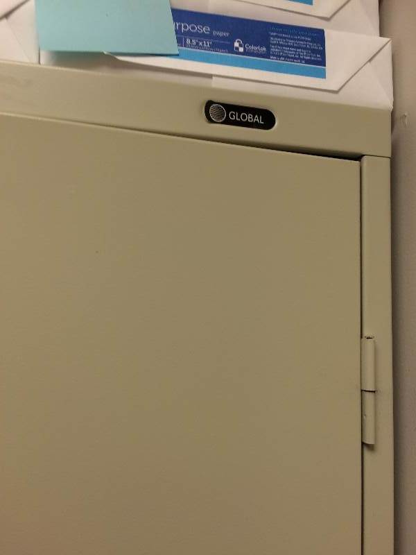 lot 10 image: Retails New $500 Global Heavy Duty Metal 2 Door 4 Shelves Office Storage Cabinet - Beige - Excellent Condition