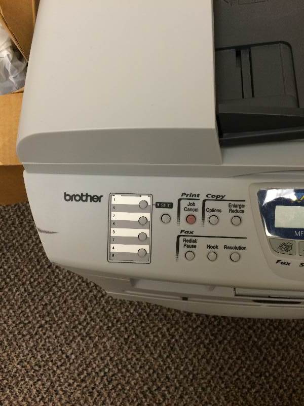 lot 23 image: Retails New $350 Brother MFC-7420 Flatbed All In One FaxingPrintingCopying Machine - Grey - MultiFunction Mono Laser Printer - 2400 x 600 dpi, 20 ppm, USB Excellent Condition