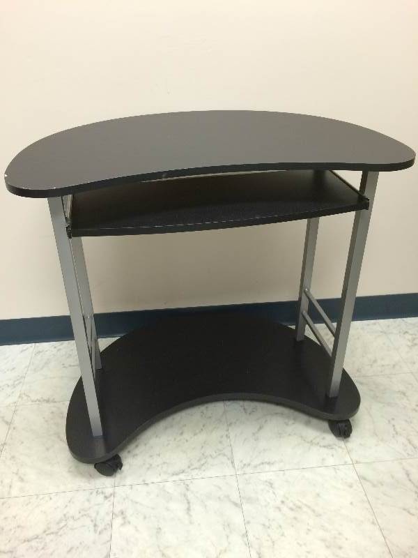 lot 31 image: Mobile Desk wAdjustable Table Comes With Wheels - Black - Excellent Condition