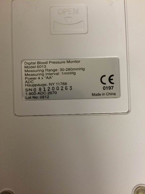 lot 43 image: Retails New $250 ADC Digital Blood Pressure Monitor - White - Excellent Condition