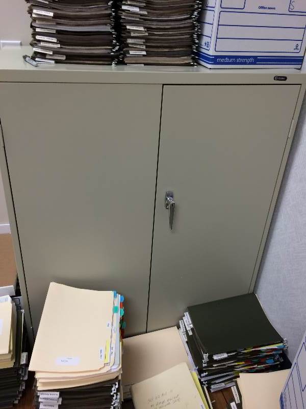 lot 67 image: Retails New $250 Global 9300P Series Storage Cabinet 2 Doors 2 Shelfs - Grey -Excellent Condition