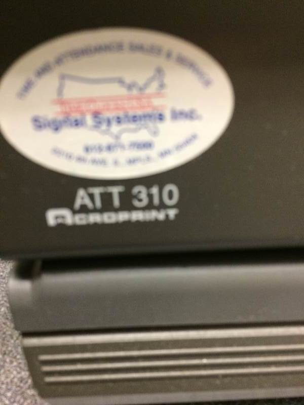 lot 79 image: Retails New $600 Acroprint ATT 310 Electronic Employee Punch Clock Time Recorder Clock Machine With 3 Packets Of Time Cards - Excellent Working Condition
