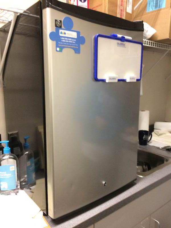 GE Stainless Look Locking Medical Refrigerator Mini Fridge With Freezer