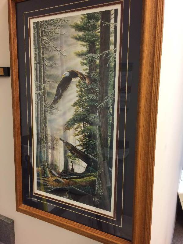 lot 84 image: 2 Eagle Prints Framed & Matted - Rick Kelley - Some Signed by Artist - Redlin Style - Sizes To Come...Excellent Condition