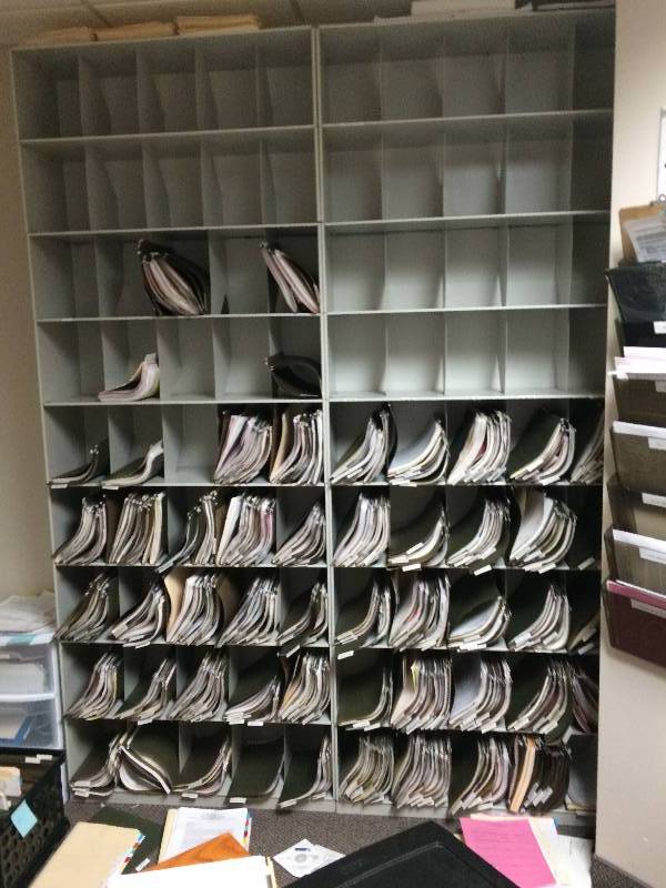 lot 69 image: Wow Retails $1600 - 90 Dividers Stackbins Steel Medical Record Storage Cabinets Are Used For Hospitals, Clinics, Physicians Offices Or Even General Office Or Garage Sorting