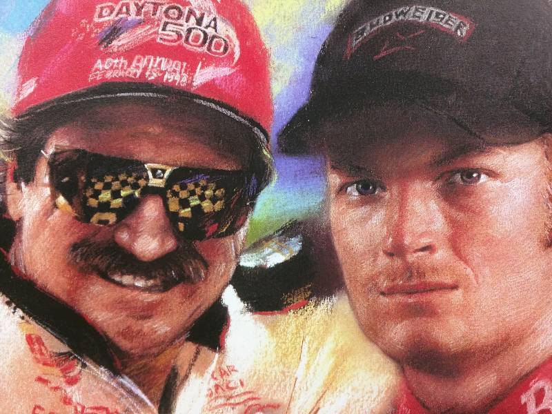 lot 618 image: Dale and Dale Earnhardt Jr Print