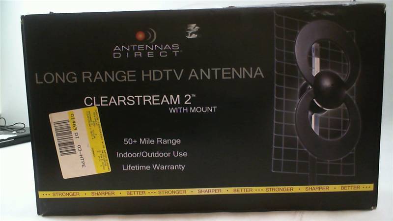 lot 403 image: Antennas Direct long range HDTV antenna Clearstream 2 with mount 50 mile range indoor outdoor use