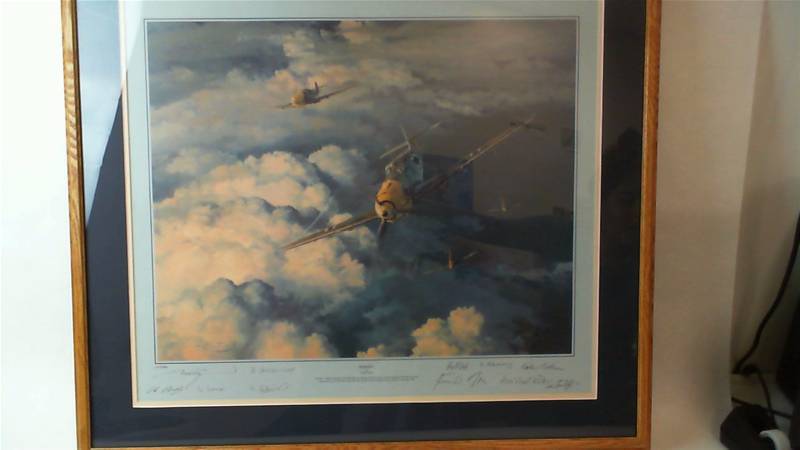 lot 521 image: Horrido by Robert Taylor signed framed limited edition art print #209 of 600 signed by members of JG52 WWII fighter squadron