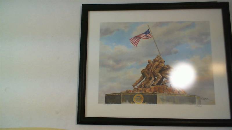 lot 520 image: Raising the Flag on Iwo Jima by EK Butt signed framed limited edition art print #180 of 2500
