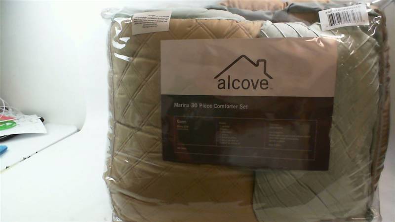 lot 529 image: Alcove Marina 30 Piece Comforter Set Excellent condition return merchandise colors beige sage