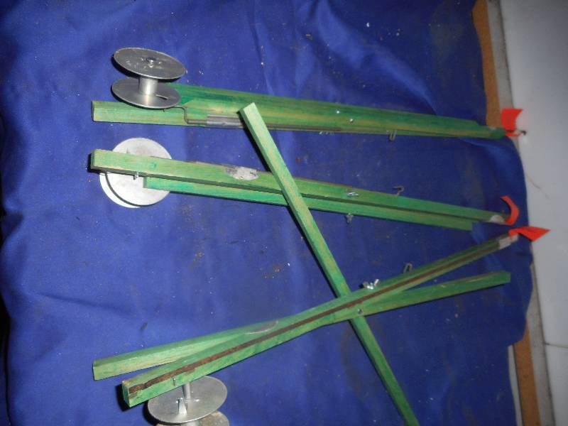 3 WOODEN ICE FISHING STIX