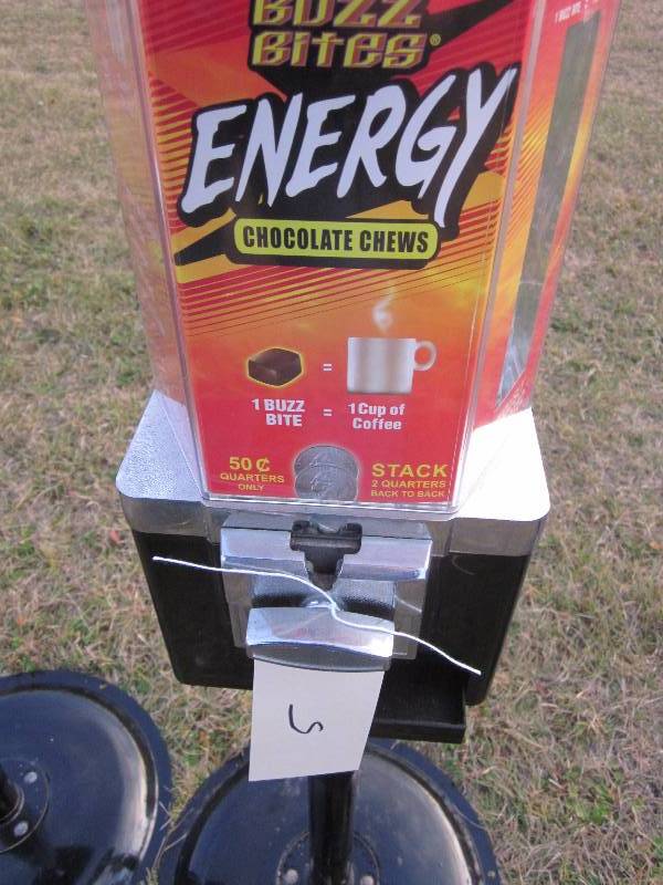 2 Buzz Bite Vending Machines on Stands