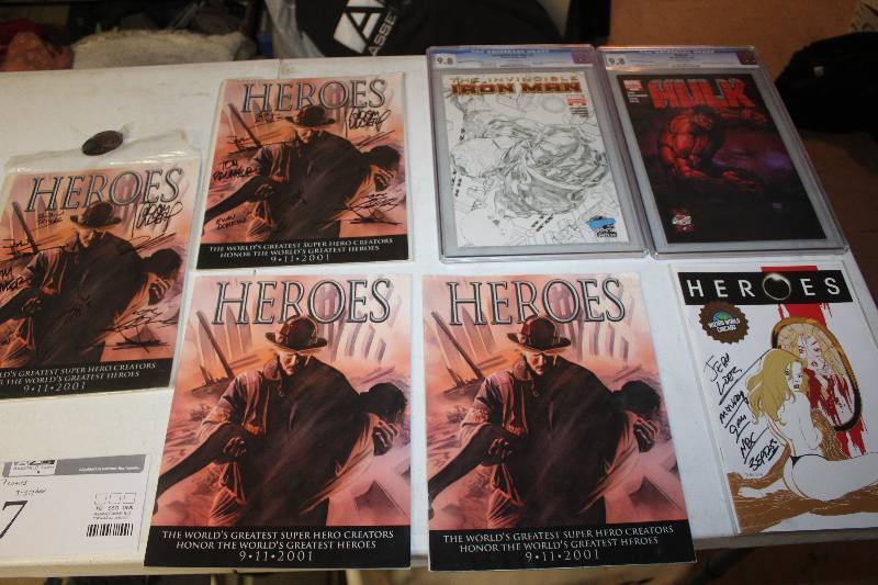 lot 7 image: Lot of (7) Comics Heroes, Hulk, Iron Man Comic Books w 3-Signed