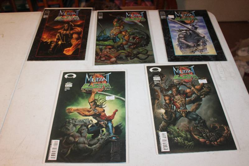 lot 38 image: Lot of (5) Stan Winstons Trakk Mutant Earth Comic Books w Signed