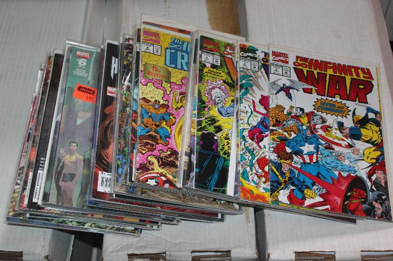 lot 135 image: Lot of (40) Marvel Comics Avengers, House of M, Secret War, Ultimate Six, Thor, Infinity War, Infinity Crusade, The Defenders, Spider-man, Man-Thing, Comic Books