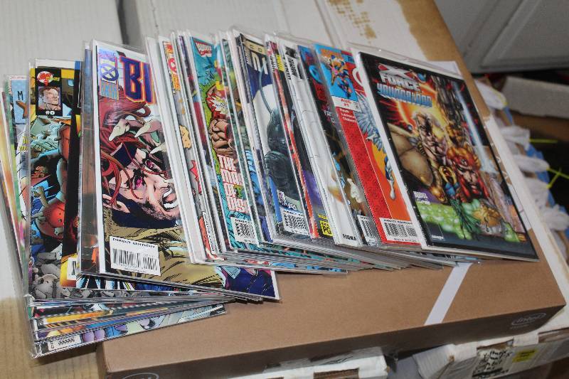 lot 153 image: Lot of (46) Marvel Comics X-Force, Crimson Dawn, Rogue, Storm, Cyclops, Iceman, Nightcrawler, Beast, Colossus, Juggernaut, Sabertooth, Bishop, And More Comic Books w Signed, Certificates, Sleeves