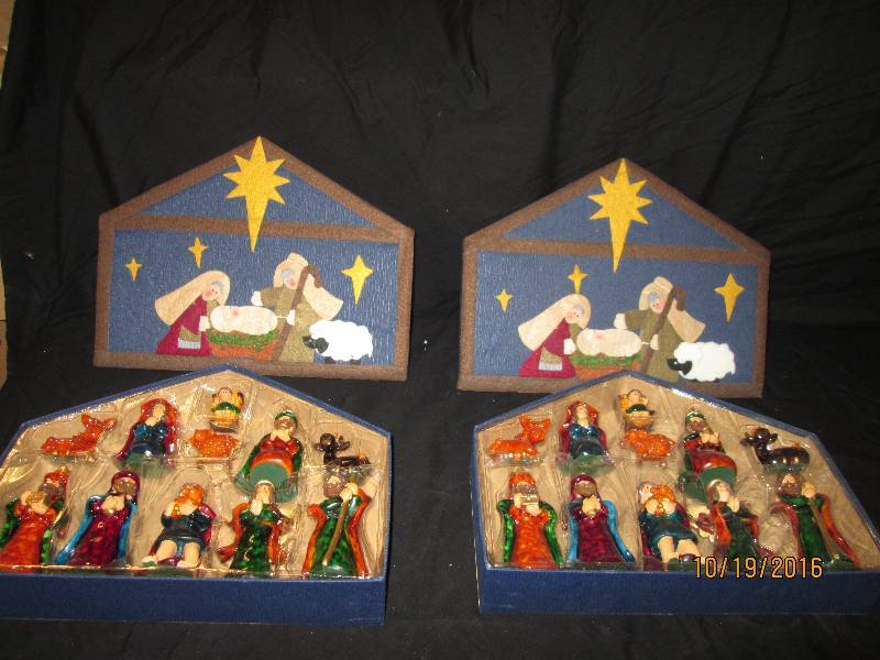 New 11pc Nativity set in Cute Box, ...