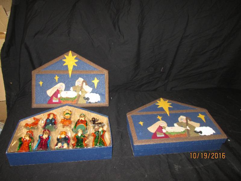 New 11pc Nativity set in Cute Box, ...