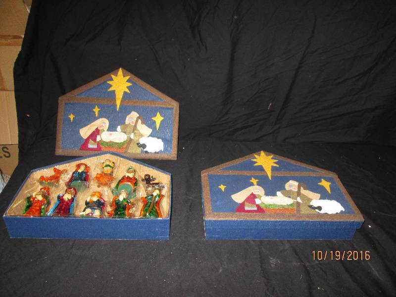 New 11pc Nativity set in Cute Box, ...