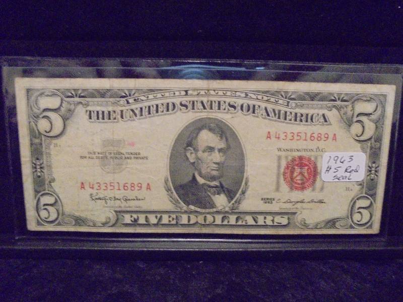 1963 $5 Note, Red Seal