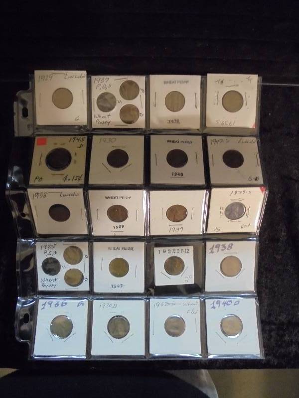 Sleeve of 20 Misc Lincoln Wheat Pennies